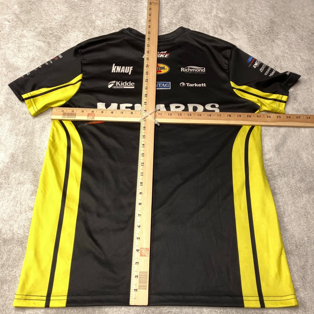 Team Penske Ryan Blaney NASCAR Racing Crew Shirt Menards Black Yellow Mens M - Picture 5 of 6